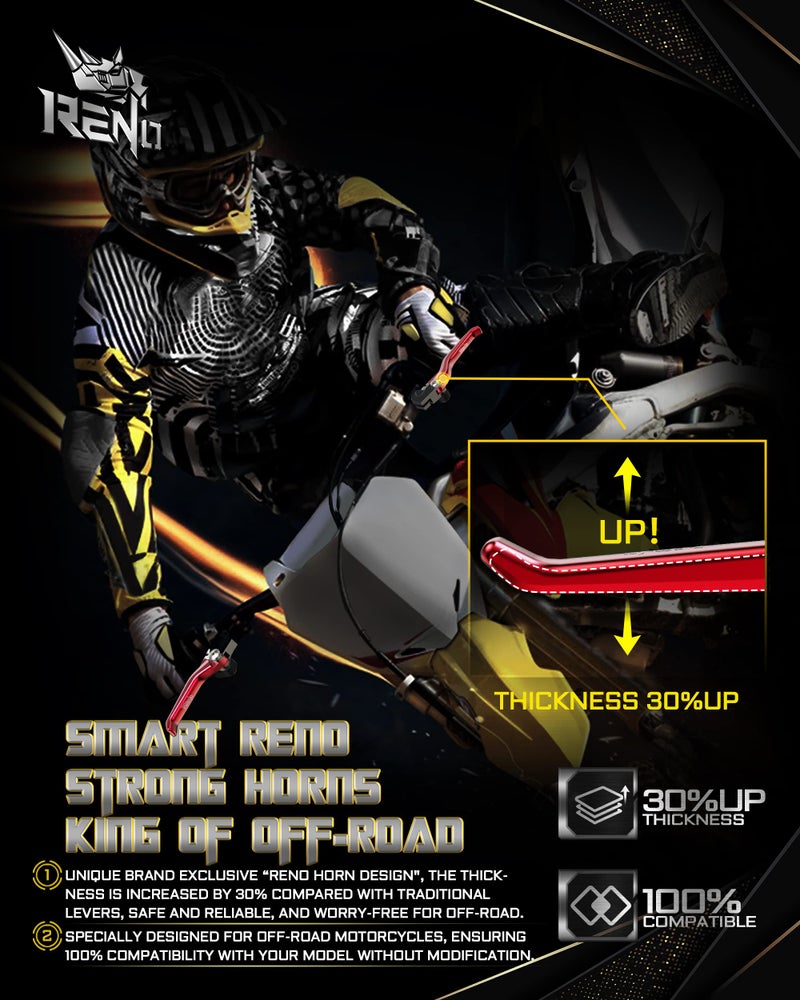RENO Pivot Clutch Brake Levers Dirt Bike Adjustable Handle Compatible with CRF250L 2012-2021 / CRF250M 2013-2017 / CRF250 Rally 2017-2021 / CRF300L 2021-2022 / CRF300 Rally 2021-2022 Red - Image 5