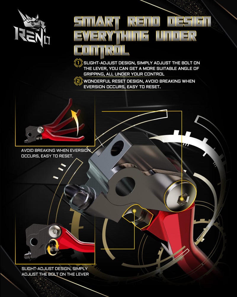 RENO Pivot Clutch Brake Levers Dirt Bike Adjustable Handle Compatible with CRF250L 2012-2021 / CRF250M 2013-2017 / CRF250 Rally 2017-2021 / CRF300L 2021-2022 / CRF300 Rally 2021-2022 Red - Image 4