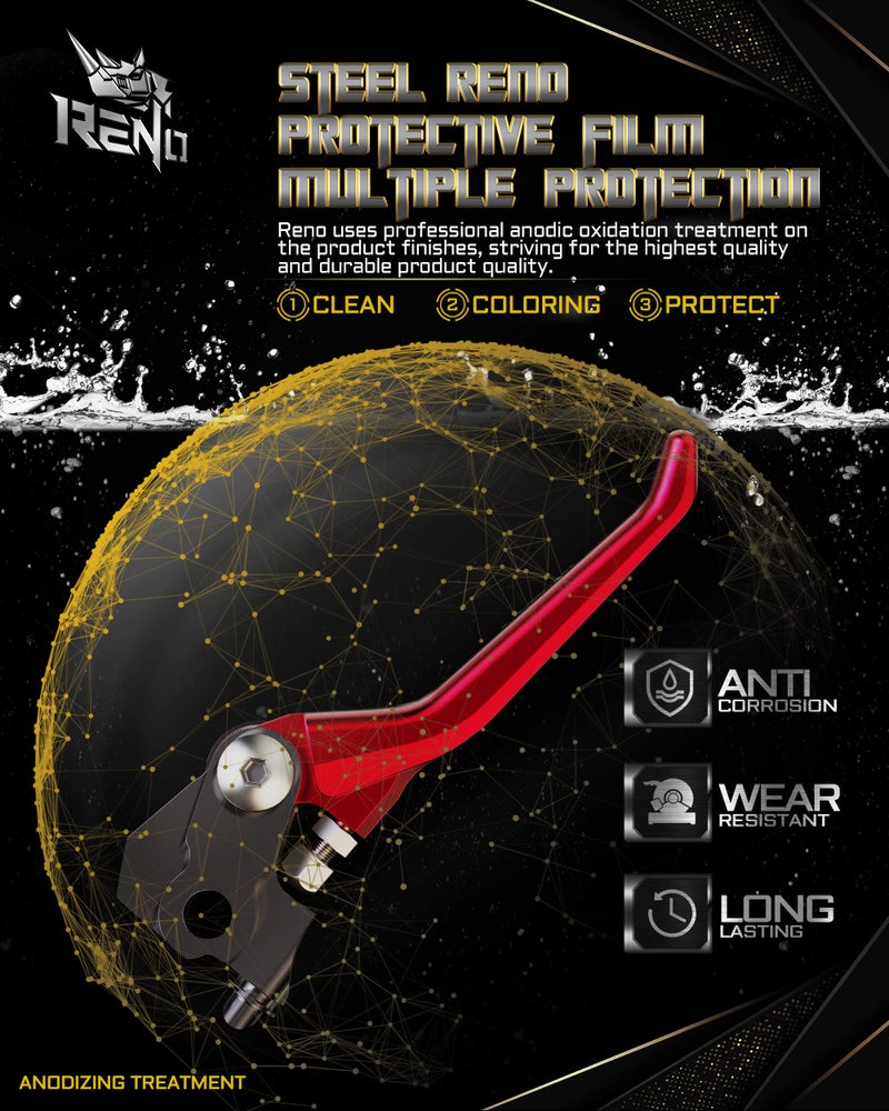 RENO Pivot Clutch Brake Levers Dirt Bike Adjustable Handle Compatible with CRF250L 2012-2021 / CRF250M 2013-2017 / CRF250 Rally 2017-2021 / CRF300L 2021-2022 / CRF300 Rally 2021-2022 Red - Image 3