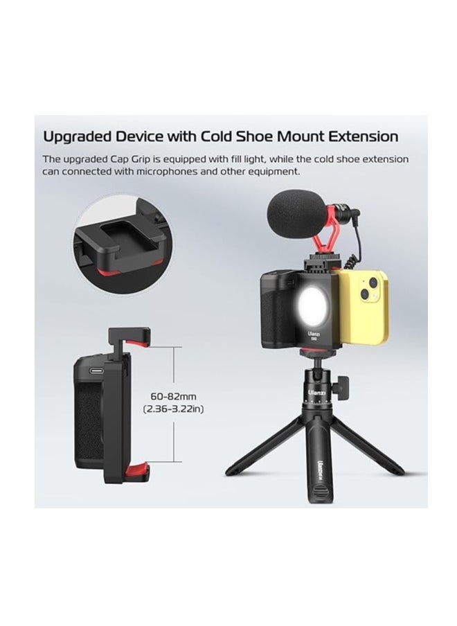 Ulanzi - ULANZI CG02 Ungraded Smartphone Camera Shutter Handle Grip w Detachable Wireless Bluetooth Remote Control,Three-Gear Adjustable Fill Light for iPhone Samsung Google OnePlus Phones Video/Photo Shooting - Image 1