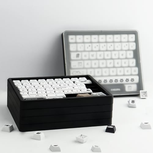 Hyekit Keycaps Storage Box, 4th Floor PBT Dustproof Display Case, 252 Keys Visible Top Cover Keycaps Collection Box for Cherry MOA XDA SA OEM MSA DSA Mao Profile Mechanical Keyboard Keycap (Black) - Image 3