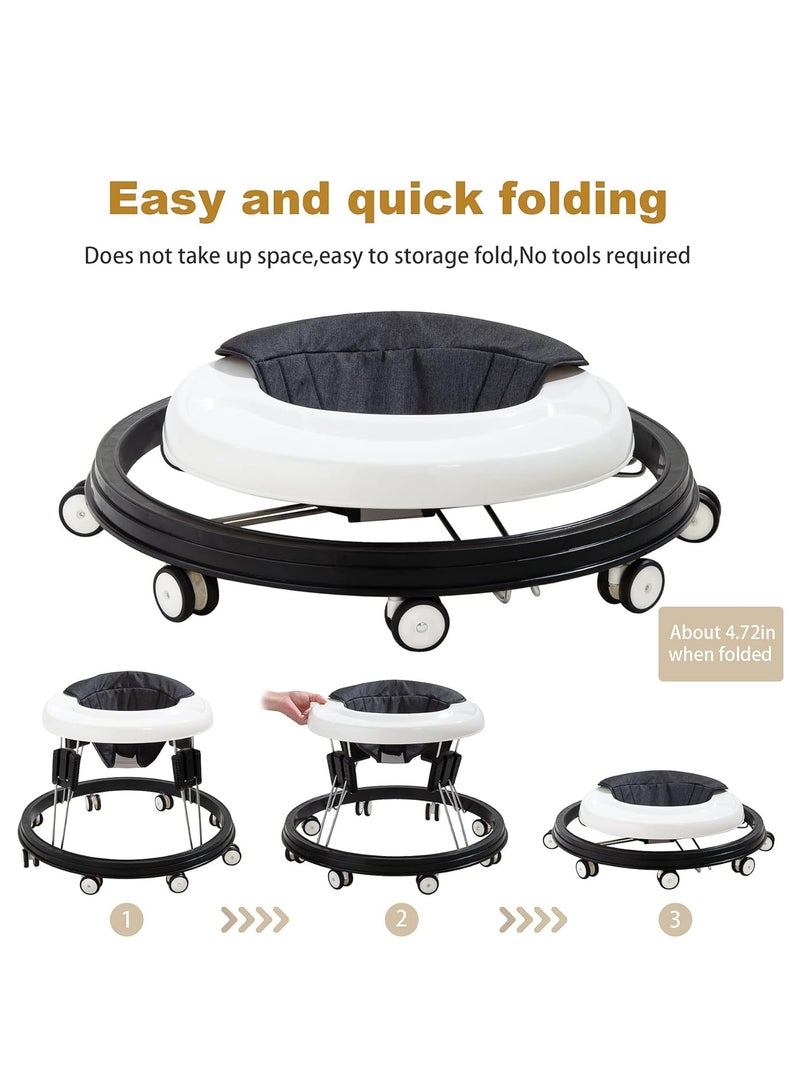 هالامين دَفَّاجَة للأطفال قابلة للطي، دَفَّاجَة مضادة للتقلب، دَفَّاجَة دائرية ومركز نشاط للأولاد والبنات، مناسبة للأولاد والبنات من 6 إلى 18 شهراً (أسود). - Image 3