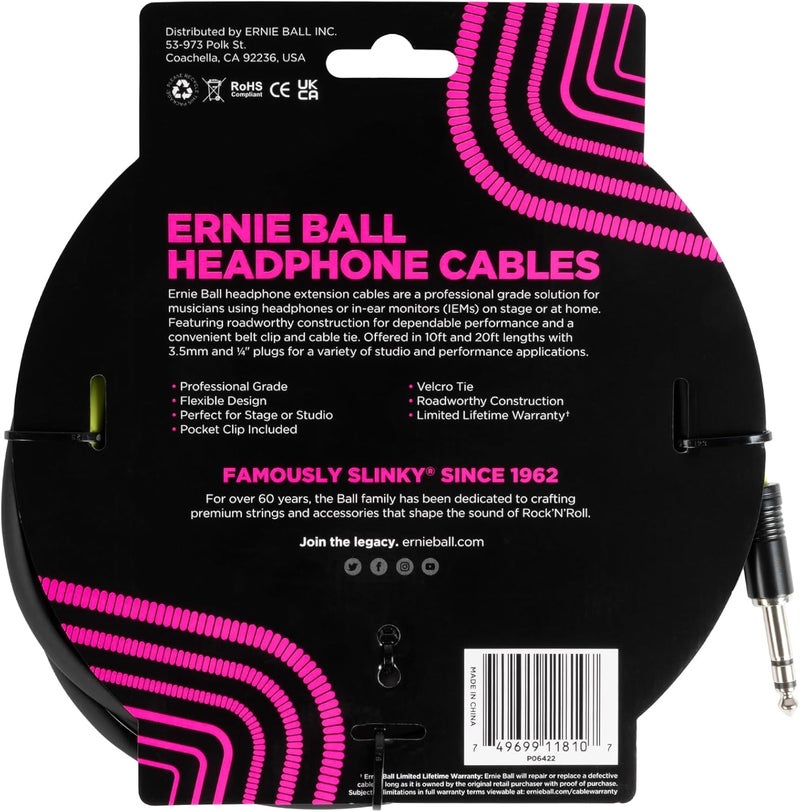Ernie Ball 10ft Headphone Extension Cable - Image 2