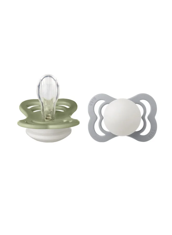 BIBS Pack of 2 Supreme Soother Bpa Symmetrical Nipple Silicone Size 1 (0 - 6 Months ) Sage/Cloud Night