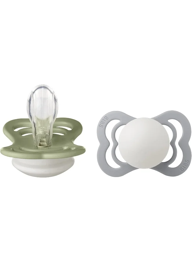 BIBS Pack of 2 Supreme Soother Bpa Symmetrical Nipple Silicone Size 1 (0 - 6 Months ) Sage/Cloud Night