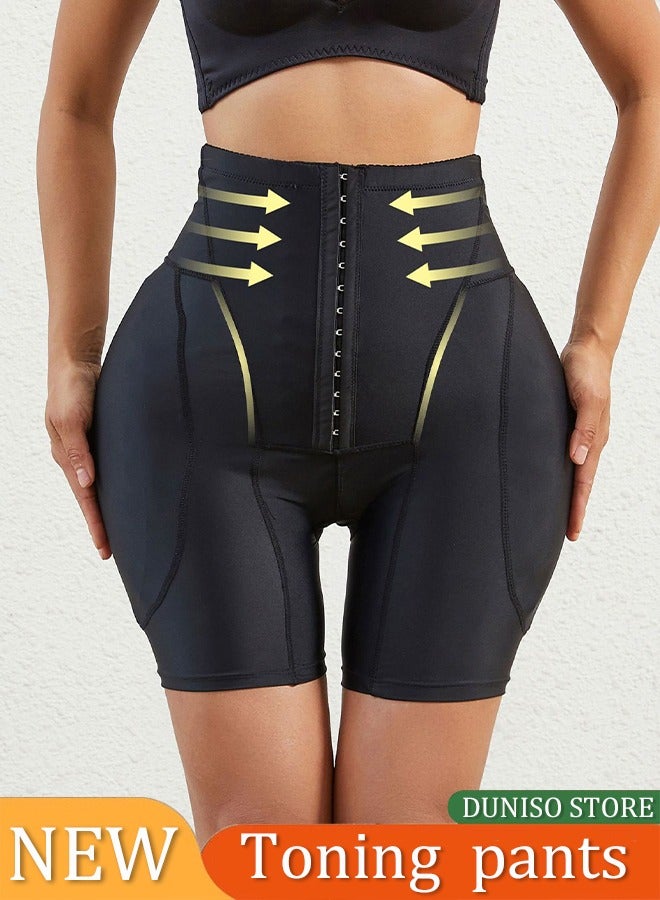 DUNISO Women's high waisted shapewear shorts, belly control shorts with sponge pad, adjustable elastic buckle, breathable and soft, suitable for postpartum shapewear or daily wear,black, size XL  - Image 1