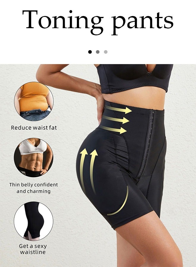 DUNISO Women's high waisted shapewear shorts, belly control shorts with sponge pad, adjustable elastic buckle, breathable and soft, suitable for postpartum shapewear or daily wear,black, size XL  - Image 2