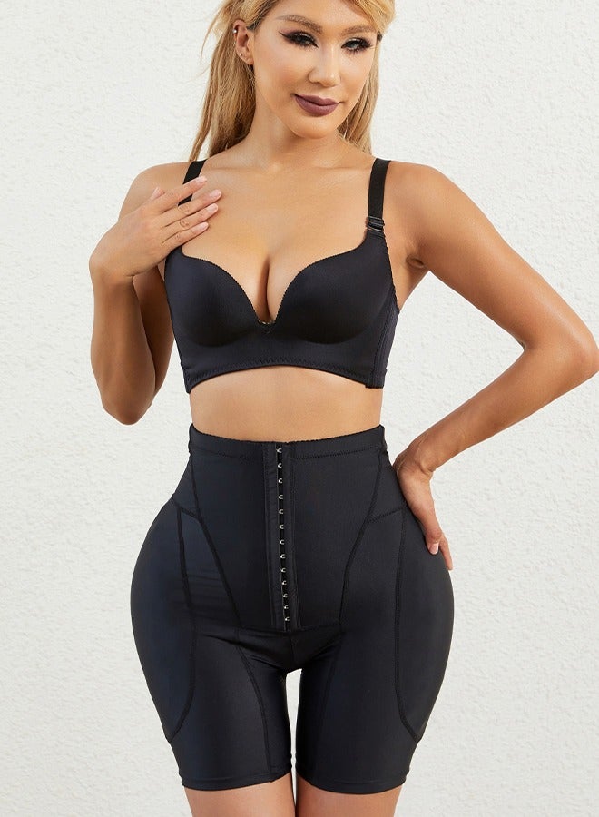 DUNISO Women's high waisted shapewear shorts, belly control shorts with sponge pad, adjustable elastic buckle, breathable and soft, suitable for postpartum shapewear or daily wear,black, size XL  - Image 3