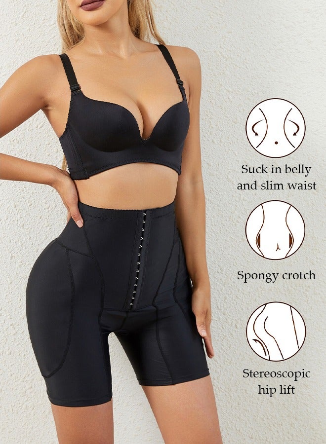 DUNISO Women's high waisted shapewear shorts, belly control shorts with sponge pad, adjustable elastic buckle, breathable and soft, suitable for postpartum shapewear or daily wear,black, size XL  - Image 5