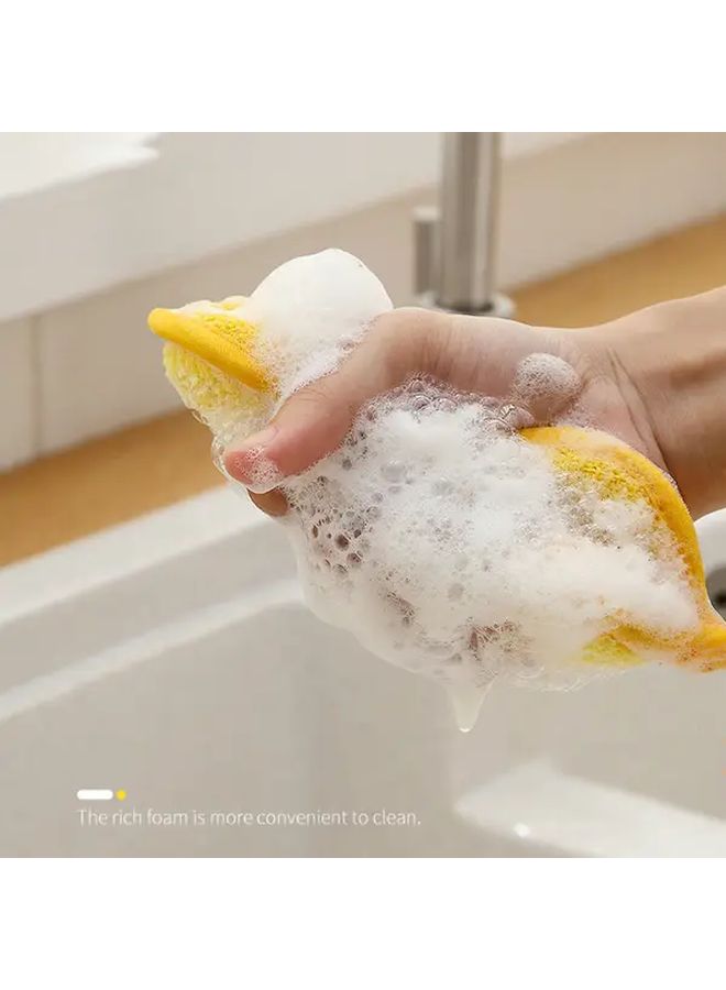 5 Microfiber Scrub Sponges Non Scratch Non Stick For Dishes Pots Durable Cleaning Tools Kitchen Use Home And Restaurant Surprised Color - Image 5