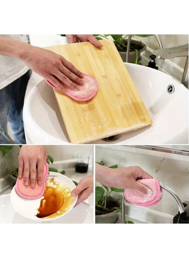 5 Microfiber Scrub Sponges Non Scratch Non Stick For Dishes Pots Durable Cleaning Tools Kitchen Use Home And Restaurant Surprised Color - Image 4