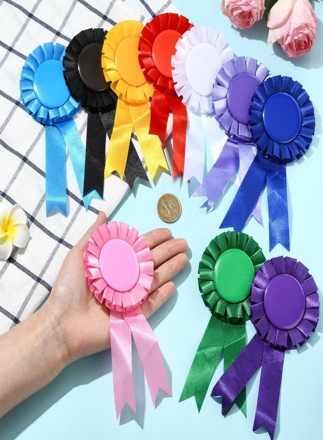 Airssory 10 Pcs Blank Award Ribbon Rosette Badge Medals Prize Ribbons Brooches Flat Round Ribbon Badge for Classroom Graduate Party Winner Science Fair Talent Show - Image 4