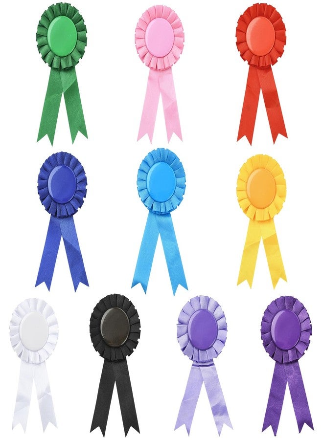 Airssory 10 Pcs Blank Award Ribbon Rosette Badge Medals Prize Ribbons Brooches Flat Round Ribbon Badge for Classroom Graduate Party Winner Science Fair Talent Show - Image 1