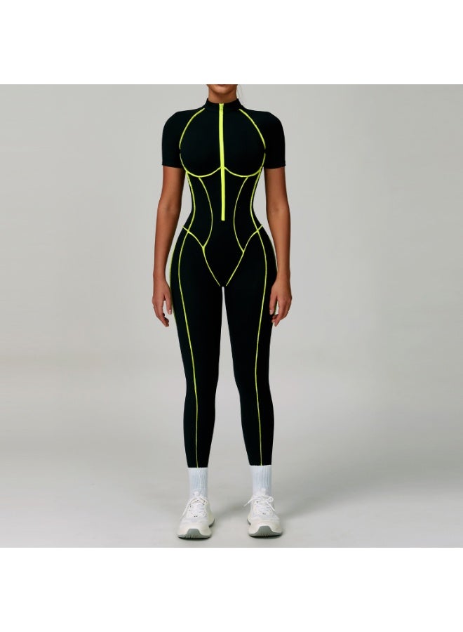 Backless Rompers Workout Sports Overalls Zipper Jumpsuit Women Gym Running Fitness Suits Tracksuit Short Sportswear Yoga Set - Image 1