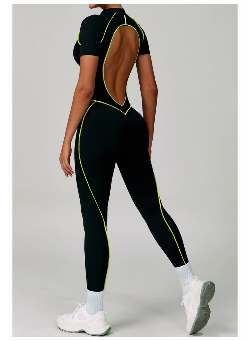 Backless Rompers Workout Sports Overalls Zipper Jumpsuit Women Gym Running Fitness Suits Tracksuit Short Sportswear Yoga Set - Image 2