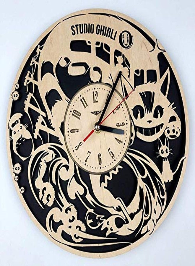 NABSTER Studio Ghibli Wall Clock Made of Eco Friendly Wood - Unique Anime Gift Idea and Home Decor - Great Wall Art for Living Room Kitchen Bedroom Kids - Standard - Image 1