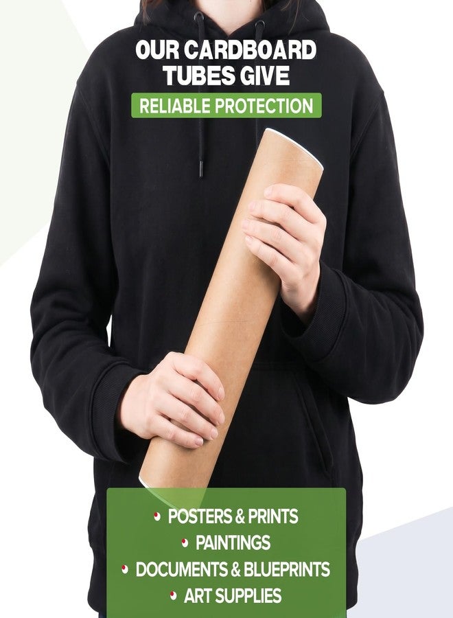 Paclord 3" x 12" Reinforced Kraft Paper Mailing Tube, Pack of 1 Tube with 2 Caps – Secure USPS Approved Poster Tube – Cardboard Tube for Shipping and Storing Posters, Prints, Artwork, or Documents - Image 5