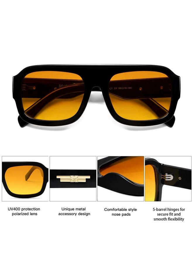 Sojos Trendy Square Aviator Sunglasses For Womens Mens Polarized Plastic Frame Flat Top Designer Inspired Shades Uv400 Sun Glasses Sj2281  - Image 4