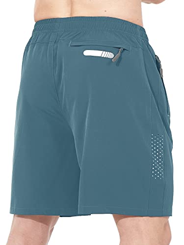 NORTHYARD Men's Athletic Running Shorts Quick Dry Workout Shorts 7"/ 5"/ 9" Lightweight Sports Gym Basketball Shorts Hiking Exercise Greyblue S - Image 3