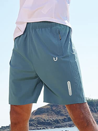 NORTHYARD Men's Athletic Running Shorts Quick Dry Workout Shorts 7"/ 5"/ 9" Lightweight Sports Gym Basketball Shorts Hiking Exercise Greyblue S - Image 2