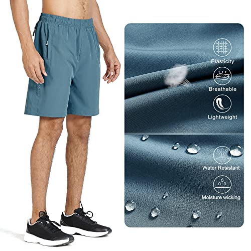 NORTHYARD Men's Athletic Running Shorts Quick Dry Workout Shorts 7"/ 5"/ 9" Lightweight Sports Gym Basketball Shorts Hiking Exercise Greyblue S - Image 5