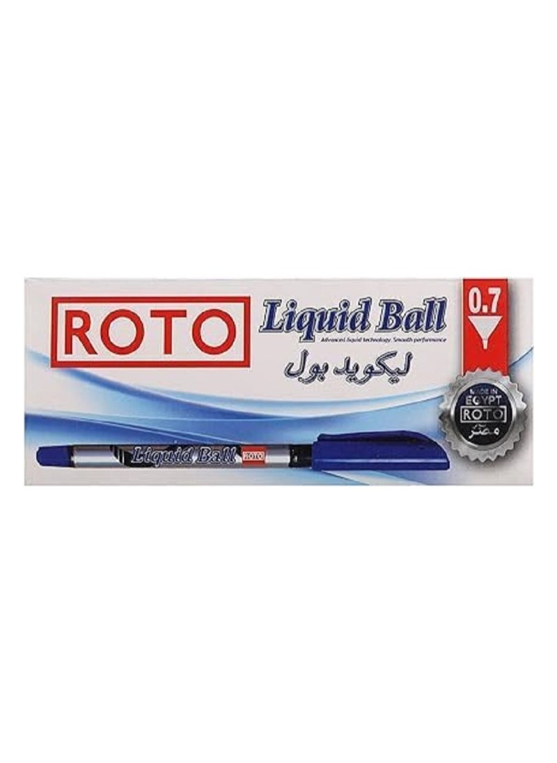 Roto Roto Liquid Ballpoint Pen, 0.7 mm, Blue - Pack of 12  - Image 1