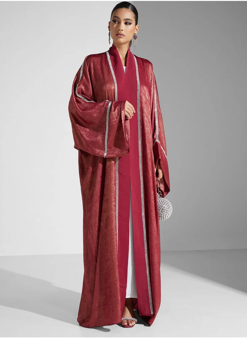 hayas closet Embellished Contrast Detail Abaya