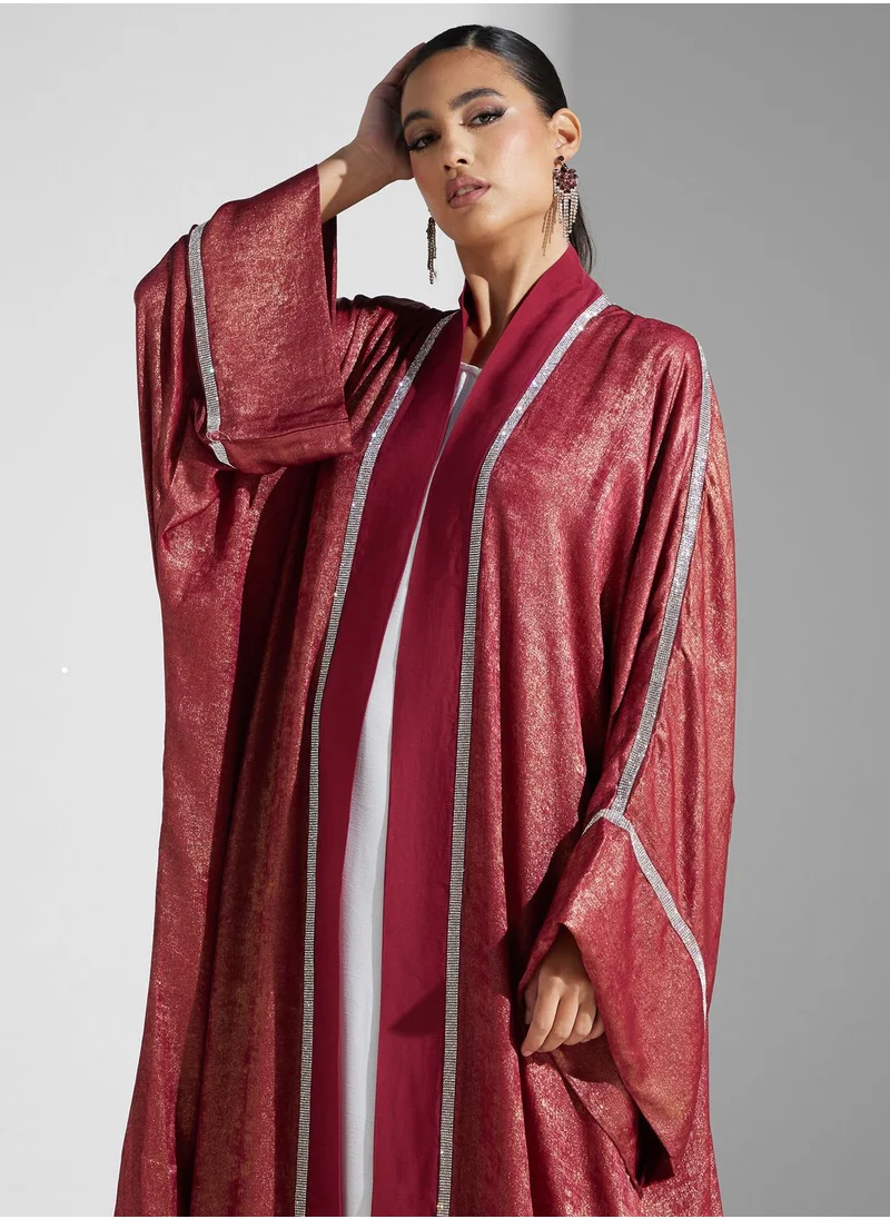 hayas closet Embellished Contrast Detail Abaya