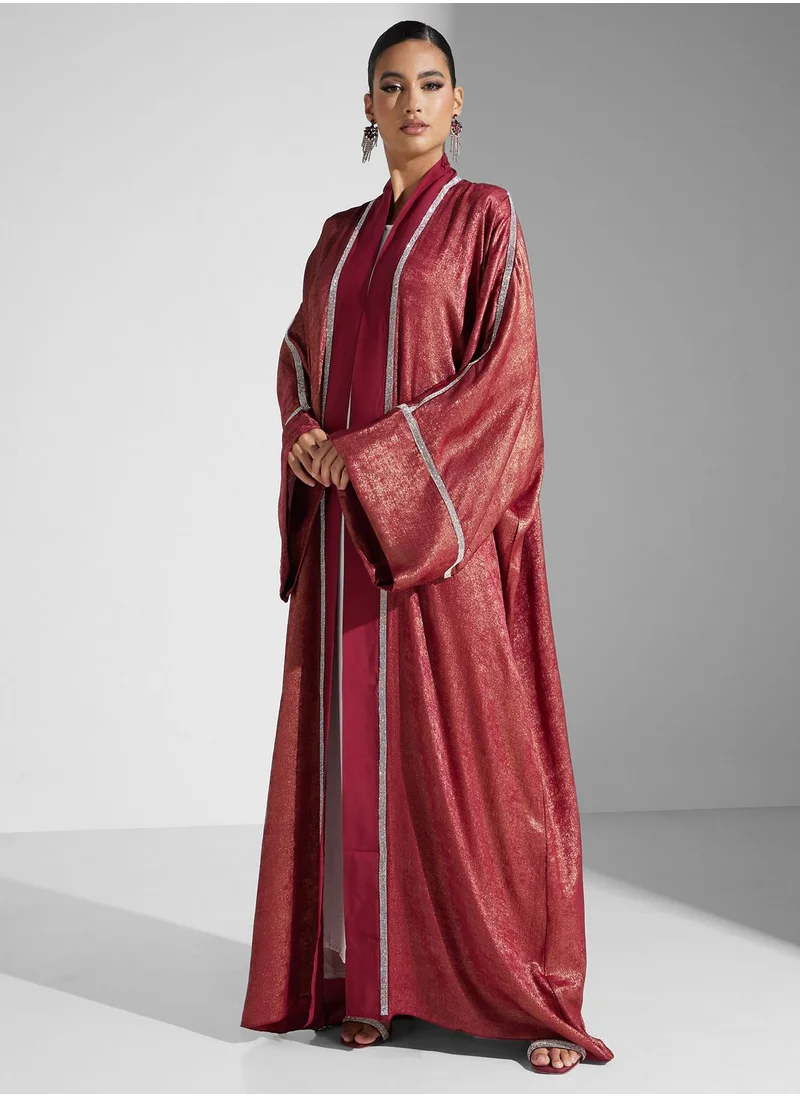 hayas closet Embellished Contrast Detail Abaya