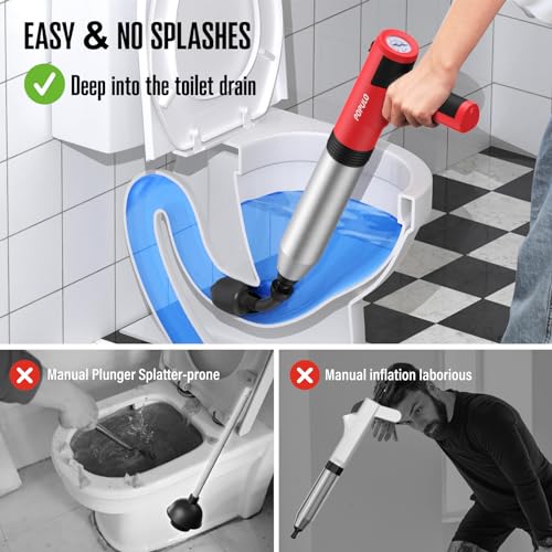 POPULO Electric Toilet Plunger Swift High Pressure Drain Unclogger Plungers for Bathroom, Floors, Shower Heavy Duty Versatile Home Toilet Clog Remover - Image 3