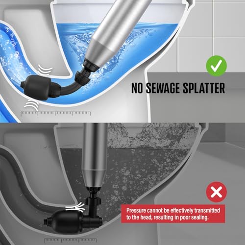 POPULO Electric Toilet Plunger Swift High Pressure Drain Unclogger Plungers for Bathroom, Floors, Shower Heavy Duty Versatile Home Toilet Clog Remover - Image 5