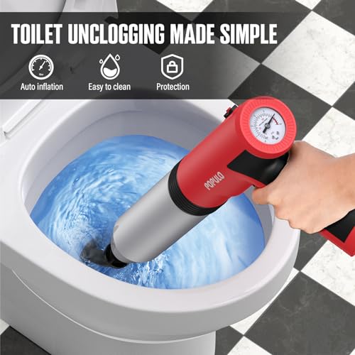 POPULO Electric Toilet Plunger Swift High Pressure Drain Unclogger Plungers for Bathroom, Floors, Shower Heavy Duty Versatile Home Toilet Clog Remover - Image 2