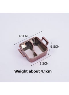 Simulation Mini Empty Mandarin Duck Hot Pot Props Dollhouse Kitchenware Container Play House Empty Pot Toy-color:Square Hot Pot-rose Gold (without Lid)