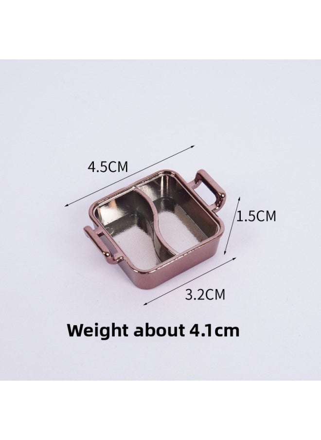 Generic - Simulation Mini Empty Mandarin Duck Hot Pot Props Dollhouse Kitchenware Container Play House Empty Pot Toy-color:Square Hot Pot-rose Gold (without Lid) - Image 1
