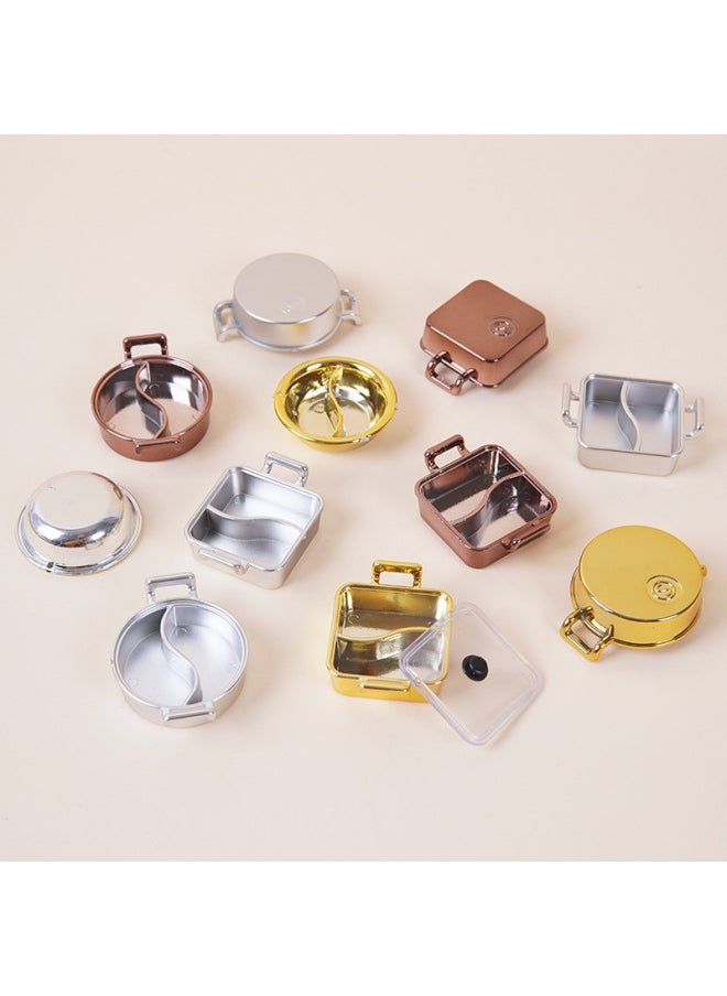 Generic - Simulation Mini Empty Mandarin Duck Hot Pot Props Dollhouse Kitchenware Container Play House Empty Pot Toy-color:Square Hot Pot-rose Gold (without Lid) - Image 1