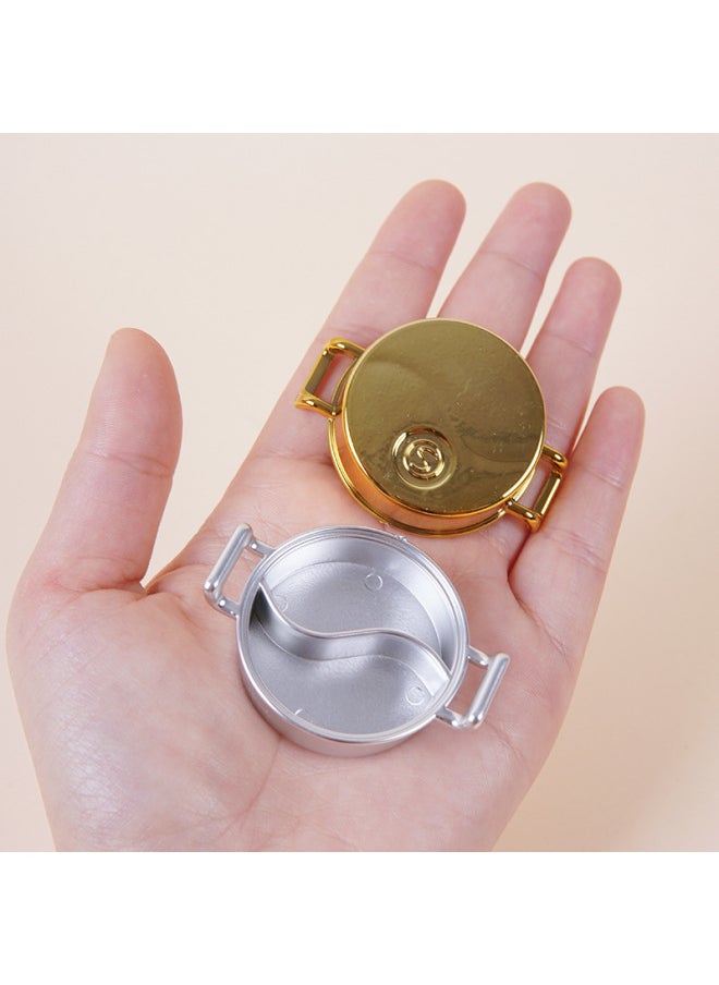 Generic - Simulation Mini Empty Mandarin Duck Hot Pot Props Dollhouse Kitchenware Container Play House Empty Pot Toy-color:Square Hot Pot-rose Gold (without Lid) - Image 1