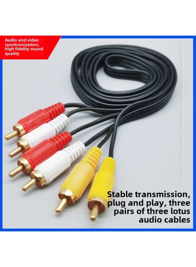 Two-to-two Audio Cable Double Lotus Head TV Red And White 2RCA Signal Output Cable Computer Audio Amplifier Cable-Color:Black Three Against Three-Length:1.5m  - Image 4