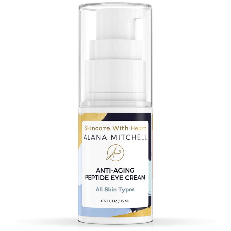 Alana Mitchell Anti-Aging Peptide Under Eye Cream â€“ Peptide Eye Cream for Hydrated & Firm Skin â€“ Under Eye Cream for Dark Circles and Puffiness â€“ Anti Aging Eye Cream for Crows Feet & Fine Lines (0.5 oz/15 ml) - Image 1