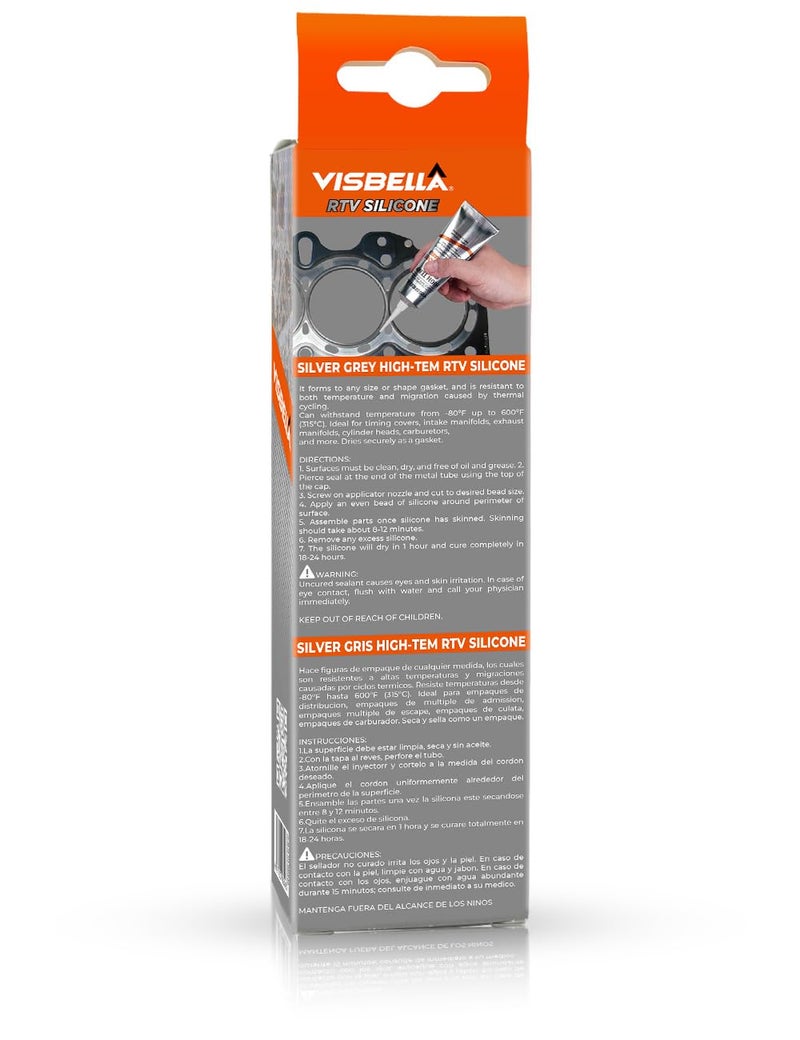 Visbella Gasket Maker Oil Resistant Sensor Safe Neutral RTV Silicone Sealant Non-Corrosive High Flexibility Ideal for Domestic & Older Vehicles 99g (Grey) Quick assemble - Image 2