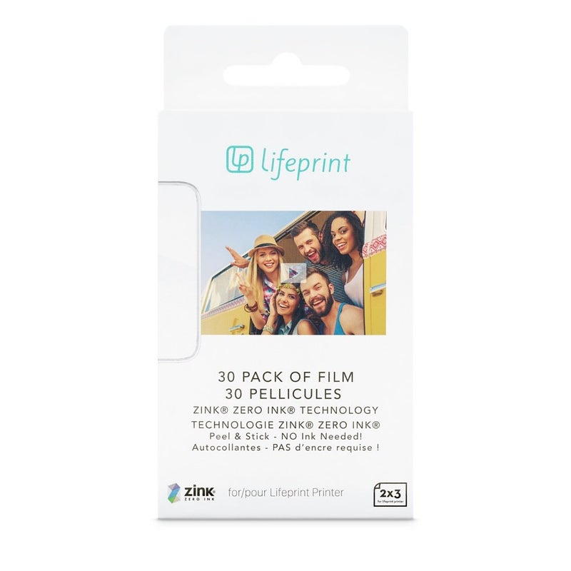 Lifeprint 30 pack of film for Lifeprint Augmented Reality Photo AND Video Printer. 2x3 Zero Ink sticky backed film - Image 1