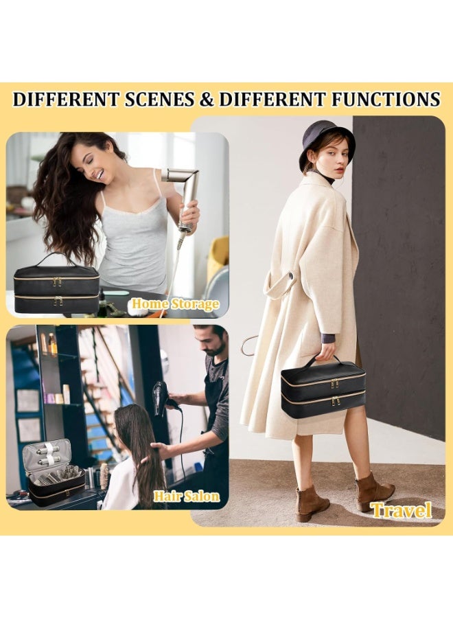 Travel Carrying Case for Shark FlexStyle & SpeedStyle, Double Layer Storage Organizer, Waterproof PU Leather, Black - Image 3
