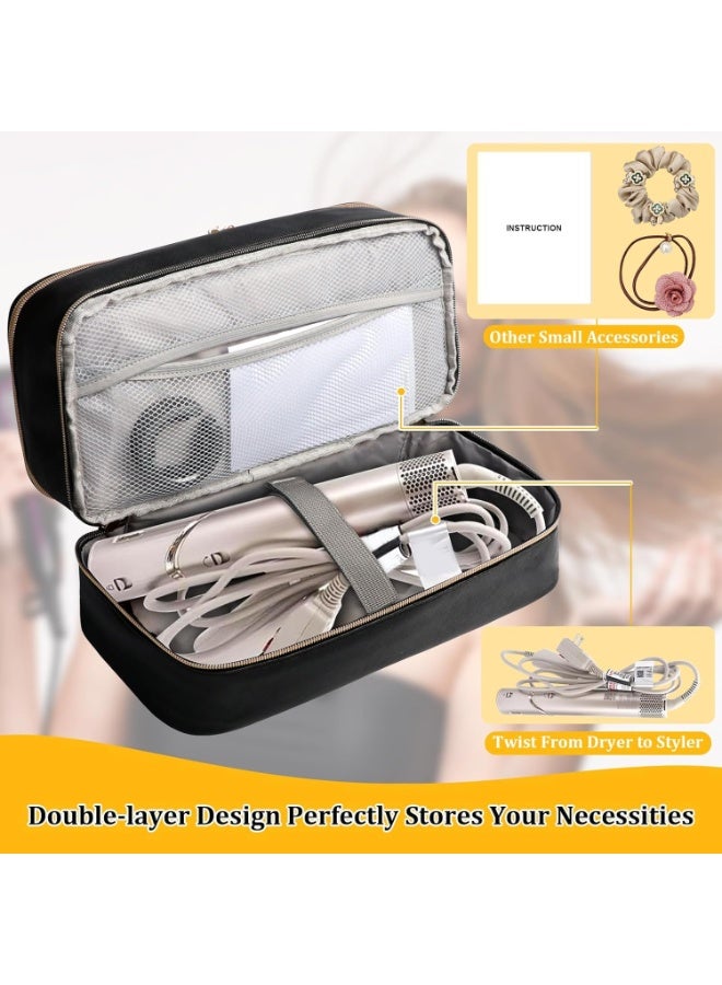 Travel Carrying Case for Shark FlexStyle & SpeedStyle, Double Layer Storage Organizer, Waterproof PU Leather, Black - Image 4