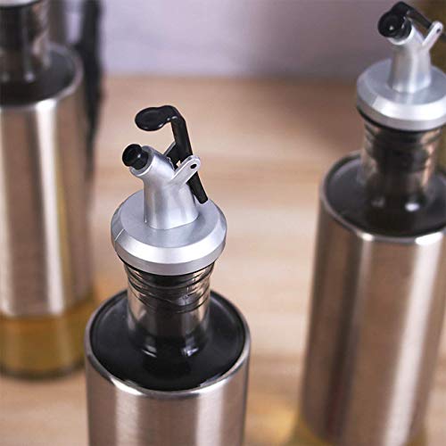 FOMQUAZLI Stainless Steel Leak Proof Dispenser Bottle, Glass Cooking Oil & Vinegar Cruet for Kitchen and BBQ Combo(1 Oil Bottle+1 Silicone Funnel+1 Oil Brush Spatula) - Image 5