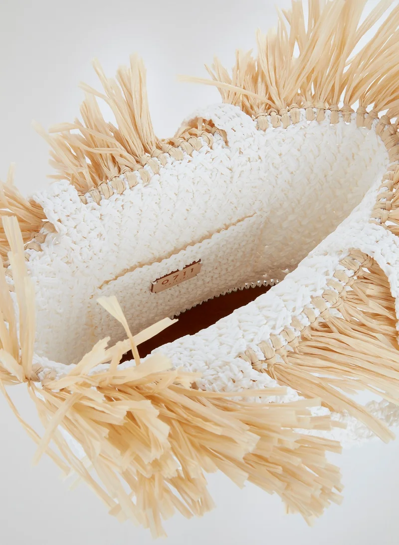 0711 Tbilisi White Malibu Hand Woven Beach Bag
