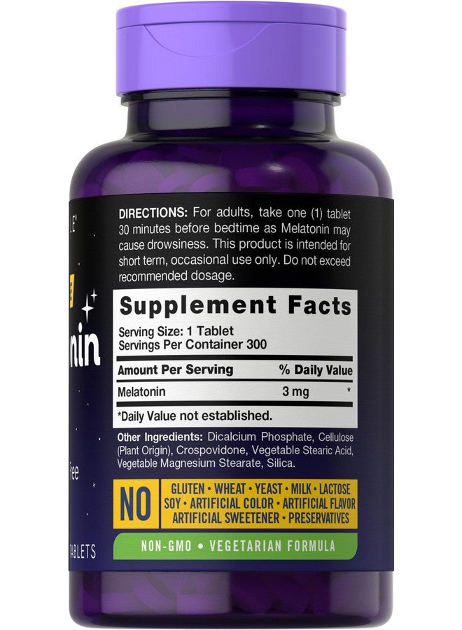 CARLYLE Carlyle Melatonin 3mg | 300 Tablets | Low Dose | Drug Free | Vegetarian, Non-GMO, Gluten Free  - Image 2