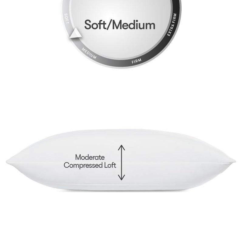 Serta Down Illusion Soft Hypoallergenic Soft/Medium Bed Pillows for Side, Stomach or Back Sleepers (2 Pack), Queen, White - Image 5