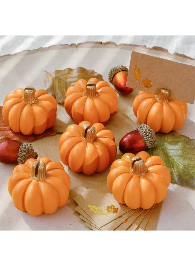 كايت آسبن حامل بطاقات مكان على شكل قرع برتقالي صغير من كيت أسبن للديكور الخريفي (مجموعة من 6 قطع)، مثالي لديكور طاولة عيد الشكر، وحفلات الزفاف ذات الطابع الخريفي، ووجبات غداء الزفاف - Image 1