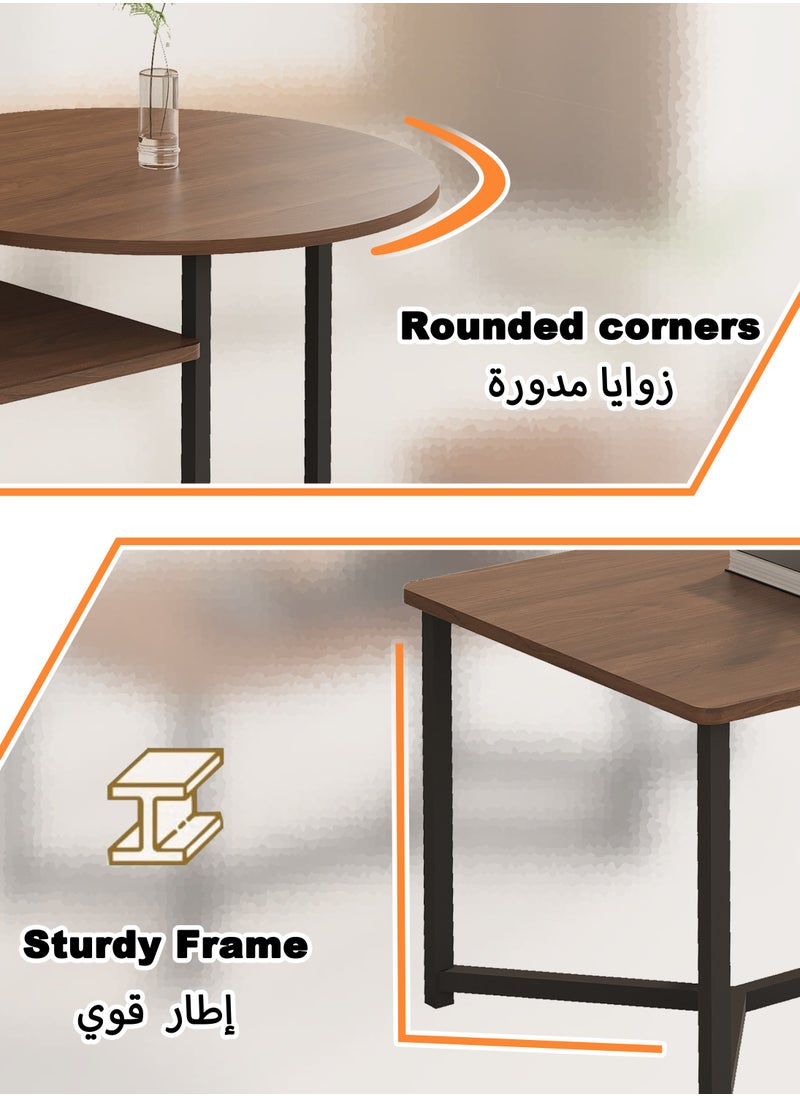 AnneFish Integrated 2 Piece Coffee Table Set Simple Nesting Table Home Sofa Centre Table For Living Room Square And Round  - Image 5
