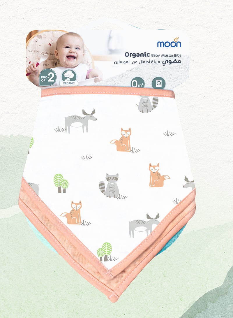 Moon Pack Of 2 Organic Muslin Bibs - Image 2