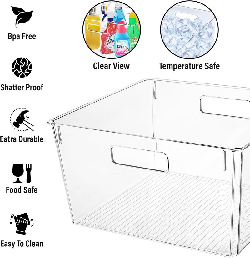 CONTROL KITCHEN Extra Large Clear Plastic Storage Bins, Perfect for Kitchen Organization or Pantry Organization and Storage, Laundry Room, Fridge, Freezer Organizer Plastic Storage Containers for Organizing - Image 3